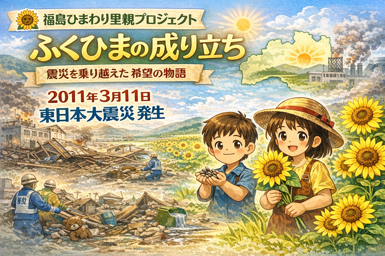 未来へつなぐ ひまわりの物語　― ふくひまの成り立ち・育て方・種のつなぎ方 ―